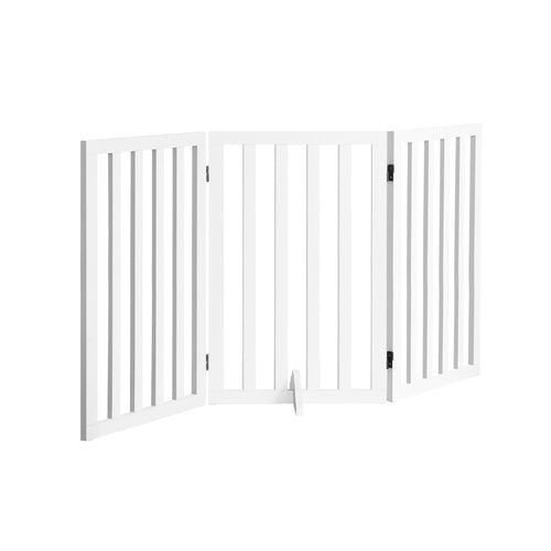 PET-FENCE-S3-80-WH Alopet Wooden Pet Gate Security Door 3-Panel 80cm