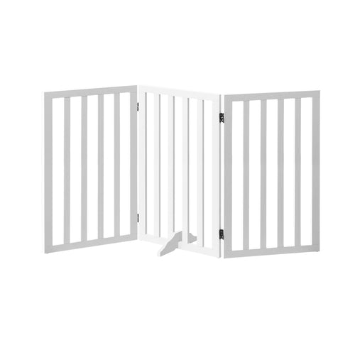 PET-FENCE-S3-80-WH Alopet Wooden Pet Gate Security Door 3-Panel 80cm