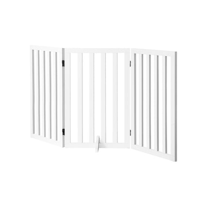 PET-FENCE-S3-80-WH Alopet Wooden Pet Gate Security Door 3-Panel 80cm