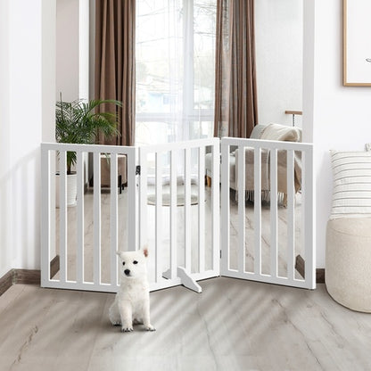 PET-FENCE-S3-80-WH Alopet Wooden Pet Gate Security Door 3-Panel 80cm