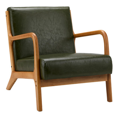 ACH-AGB7-LEA-GN Oikiture Armchair Lounge Chair Couches Sofa Wood PU Green
