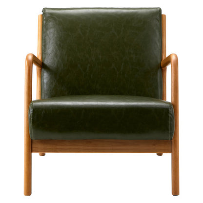 ACH-AGB7-LEA-GN Oikiture Armchair Lounge Chair Couches Sofa Wood PU Green