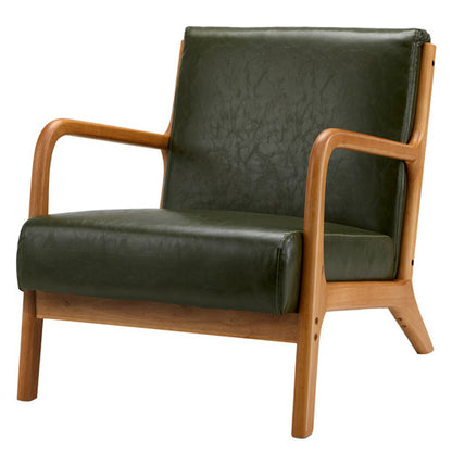ACH-AGB7-LEA-GN Oikiture Armchair Lounge Chair Couches Sofa Wood PU Green