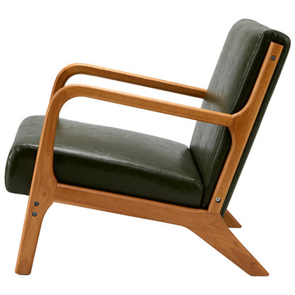 ACH-AGB7-LEA-GN Oikiture Armchair Lounge Chair Couches Sofa Wood PU Green