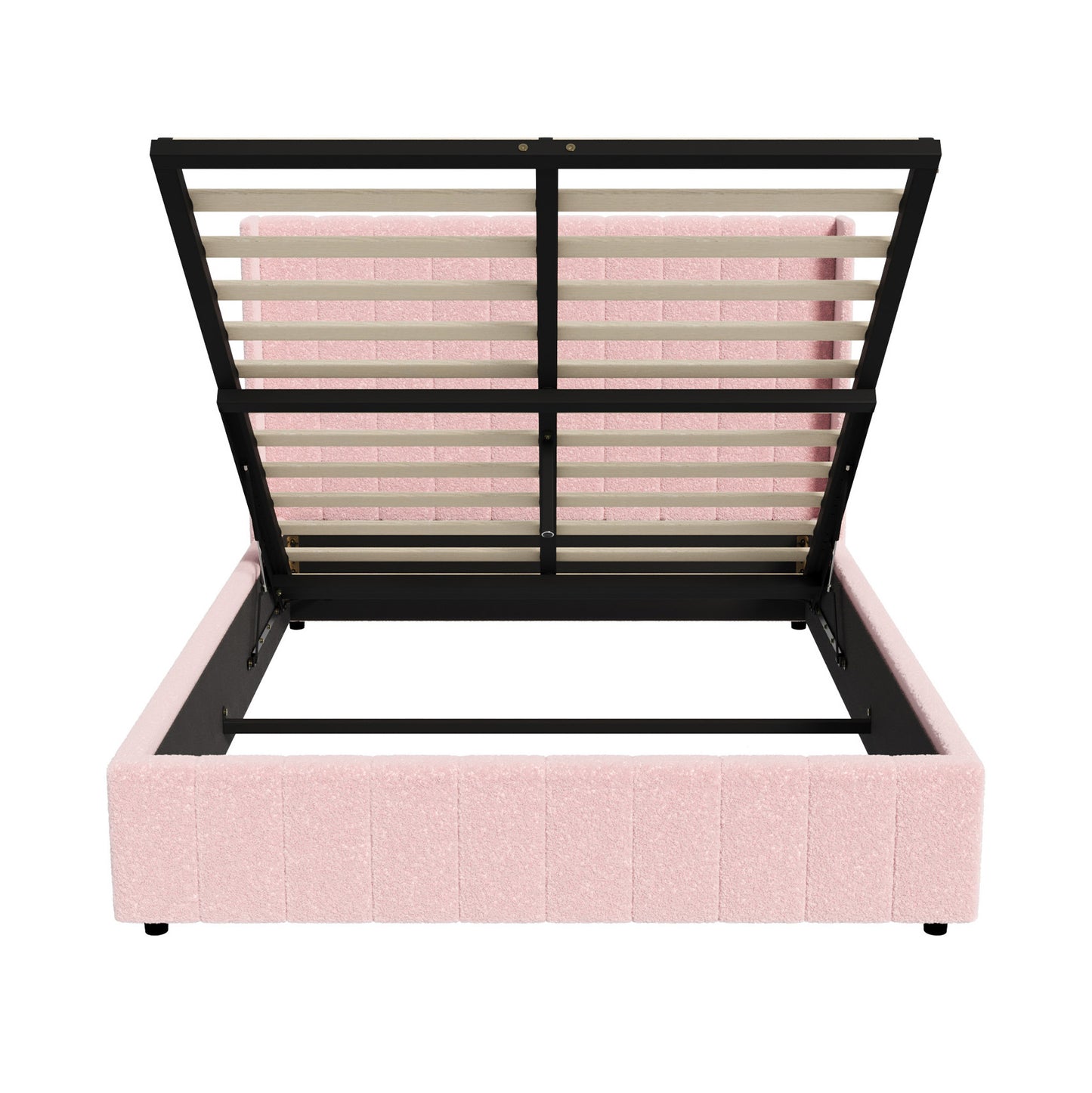 BF-B-BILY-D-SP-PK-ABC Living Fusion Pink Meier Boucle Gas Lift Storage Bed