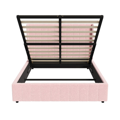 BF-B-BILY-D-SP-PK-ABC Living Fusion Pink Meier Boucle Gas Lift Storage Bed