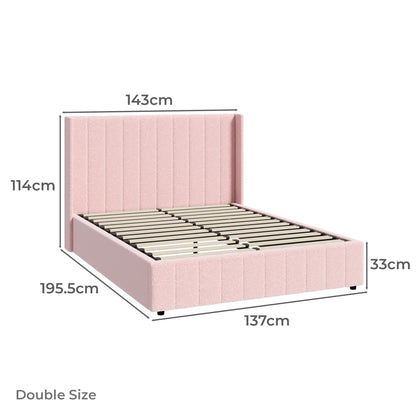 BF-B-BILY-D-SP-PK-ABC Living Fusion Pink Meier Boucle Gas Lift Storage Bed