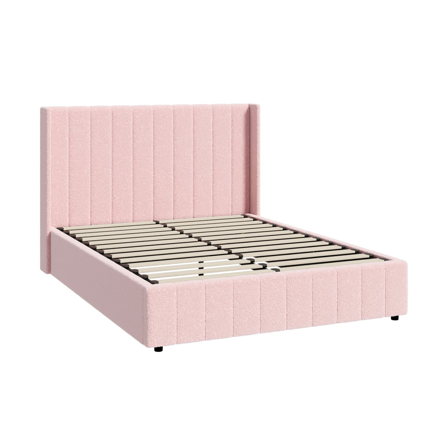 BF-B-BILY-D-SP-PK-ABC Living Fusion Pink Meier Boucle Gas Lift Storage Bed