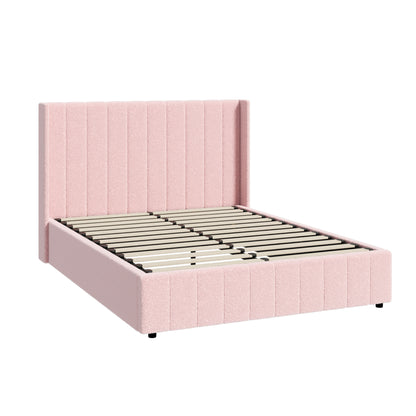 BF-B-BILY-D-SP-PK-ABC Living Fusion Pink Meier Boucle Gas Lift Storage Bed