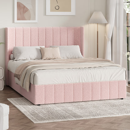 BF-B-BILY-D-SP-PK-ABC Living Fusion Pink Meier Boucle Gas Lift Storage Bed