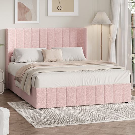 Living Fusion Pink Meier Boucle Gas Lift Storage Bed