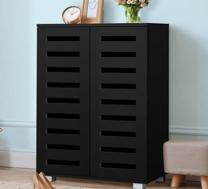 SS-AND-D2-BK Basma 2 Door Black Shoe Cabinet Living Fusion Kendra 2 Door Shoe Cabinet