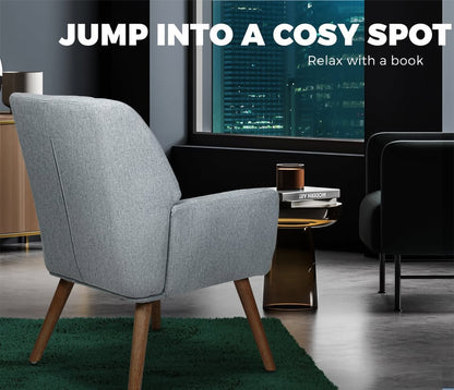 ACH-A1-GY Grey colour Oikiture Armchair Lounge Sofa Chair Fabric Accent Chairs Armchairs Couches