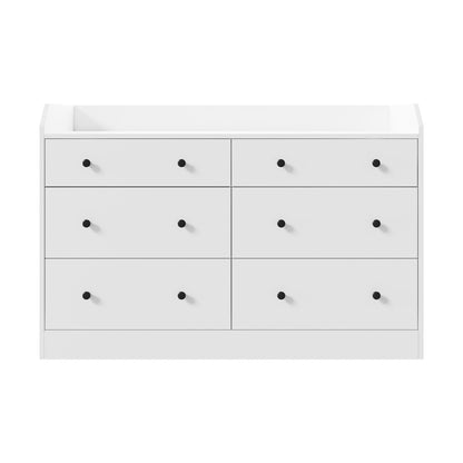 SB-GLAY-COD6-WH-AB Oikiture Buffet Sideboard Storage Cabinet Hallway Cupboard 6 Drawers White