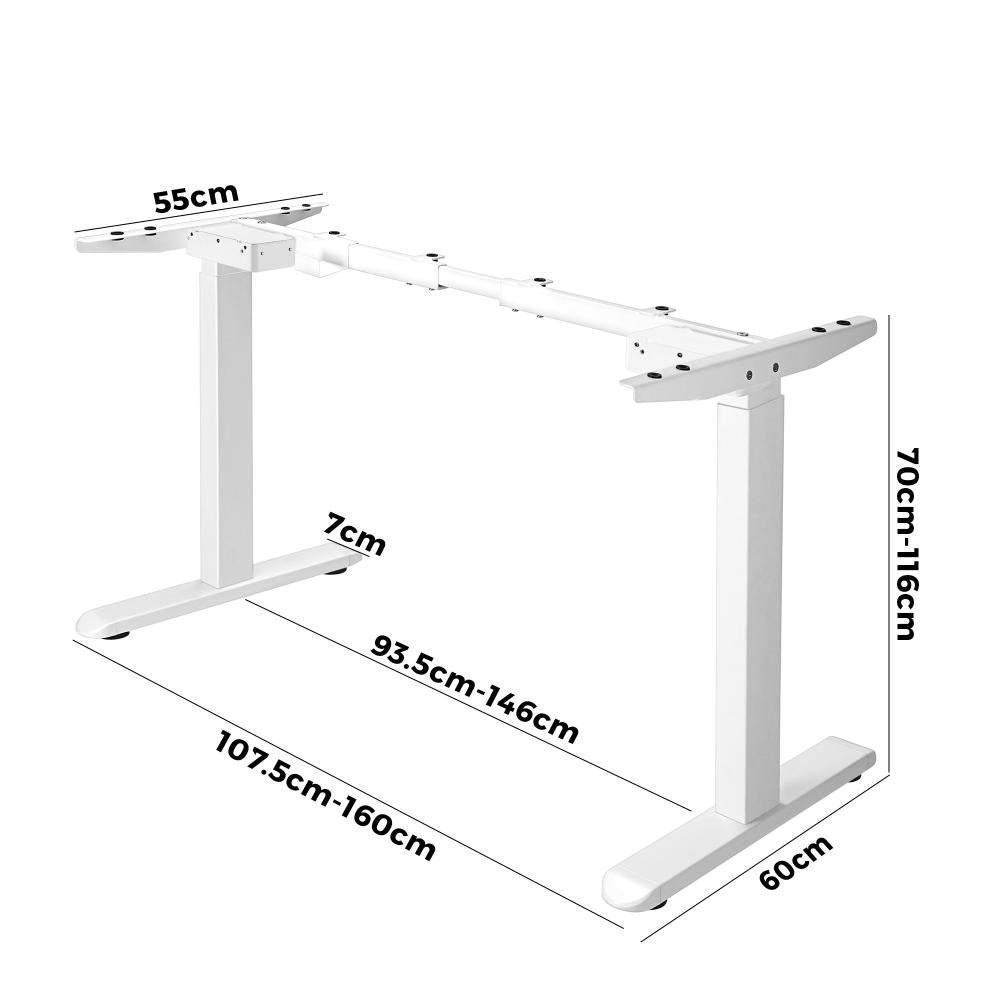 SD-LEG-M2-WH Oikiture Standing Desk Frame Only Height Adjustable Motorised Desk Dual Motor