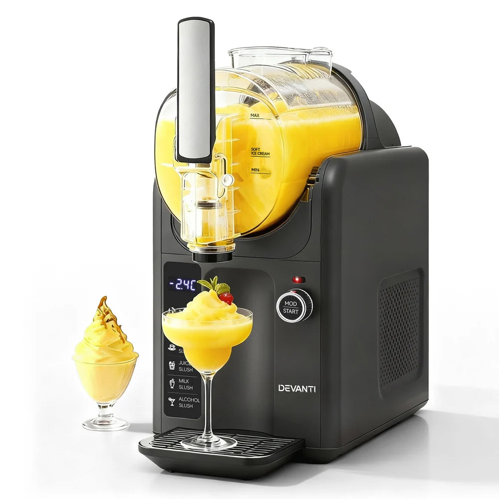 SLS-CR02-2L-GY Devanti Slushie Machine Ice Cream Maker 2L (Grey)