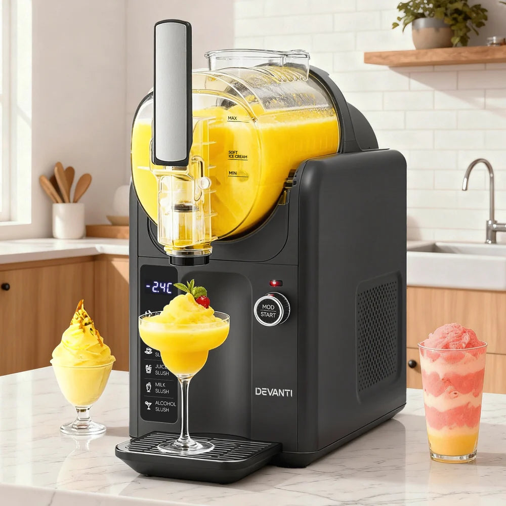 SLS-CR02-2L-GY Devanti Slushie Machine Ice Cream Maker 2L (Grey)