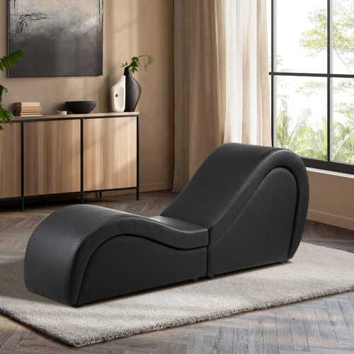 SOF-EDEN-BK-AB Oikiture Tantra Sofa Love Seat Chaise Lounge Couples Yoga Bed Black