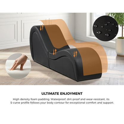 SOF-EDEN-BK-AB Oikiture Tantra Sofa Love Seat Chaise Lounge Couples Yoga Bed Black