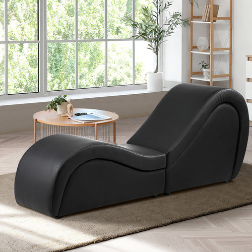 SOF-EDEN-BK-AB Oikiture Tantra Sofa Love Seat Chaise Lounge Couples Yoga Bed Black
