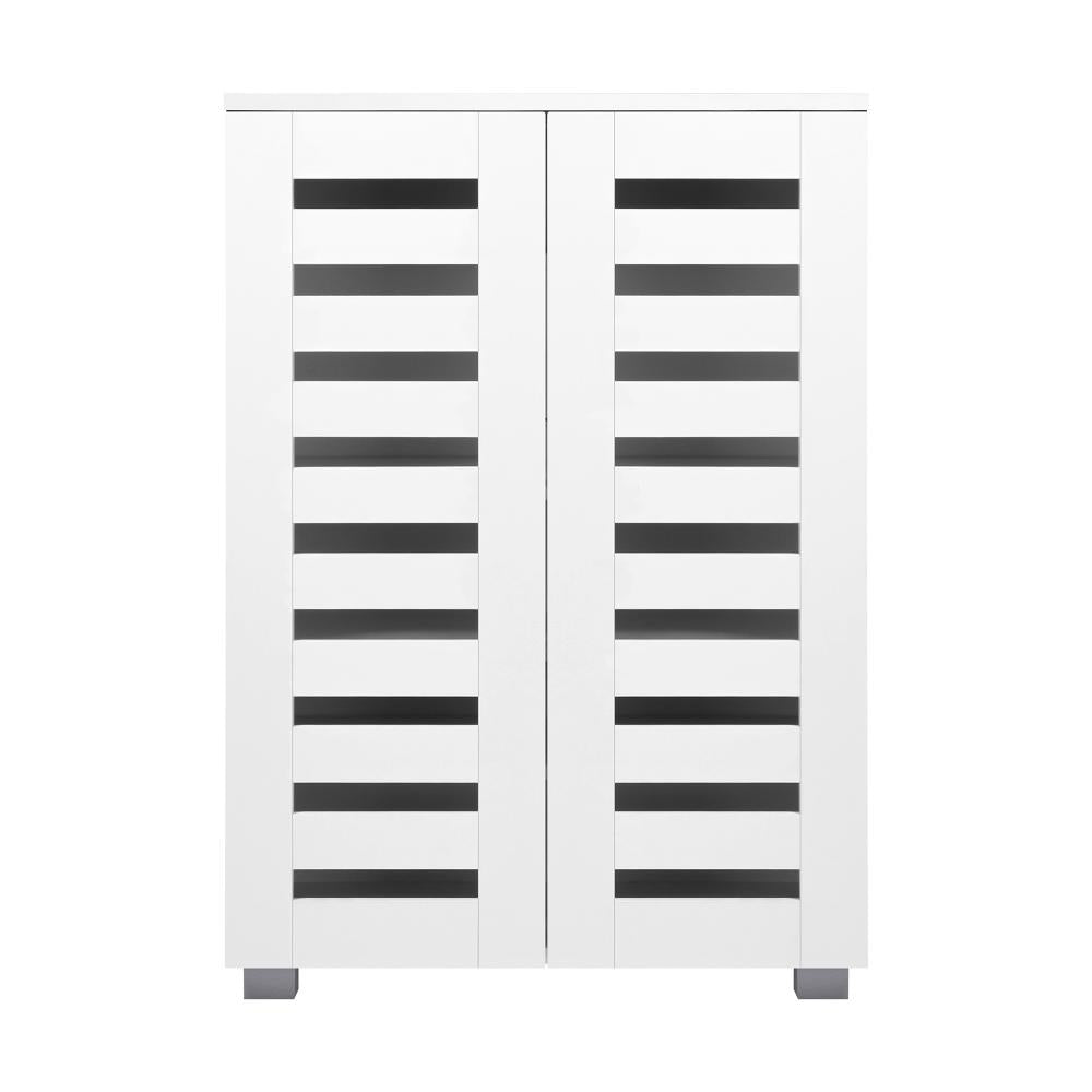 SS-AND-D2-WH Oikiture Shoes Rack Shoe Storage Cabinet Organiser Shelf 2 Doors 20 Pairs White