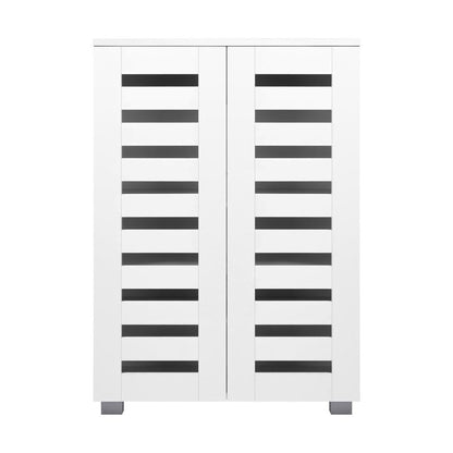 SS-AND-D2-WH Oikiture Shoes Rack Shoe Storage Cabinet Organiser Shelf 2 Doors 20 Pairs White