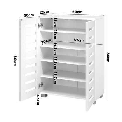 SS-AND-D2-WH Oikiture Shoes Rack Shoe Storage Cabinet Organiser Shelf 2 Doors 20 Pairs White