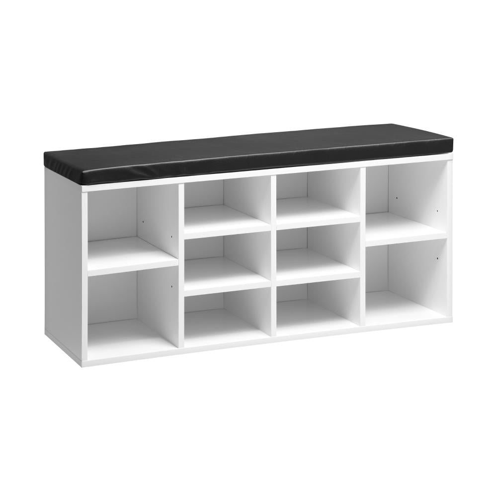 SS-BN-A38-104-WHBK Shoe Cabinet Bench Shoe Storage Rack PU Padded Seat Organiser Cupboard