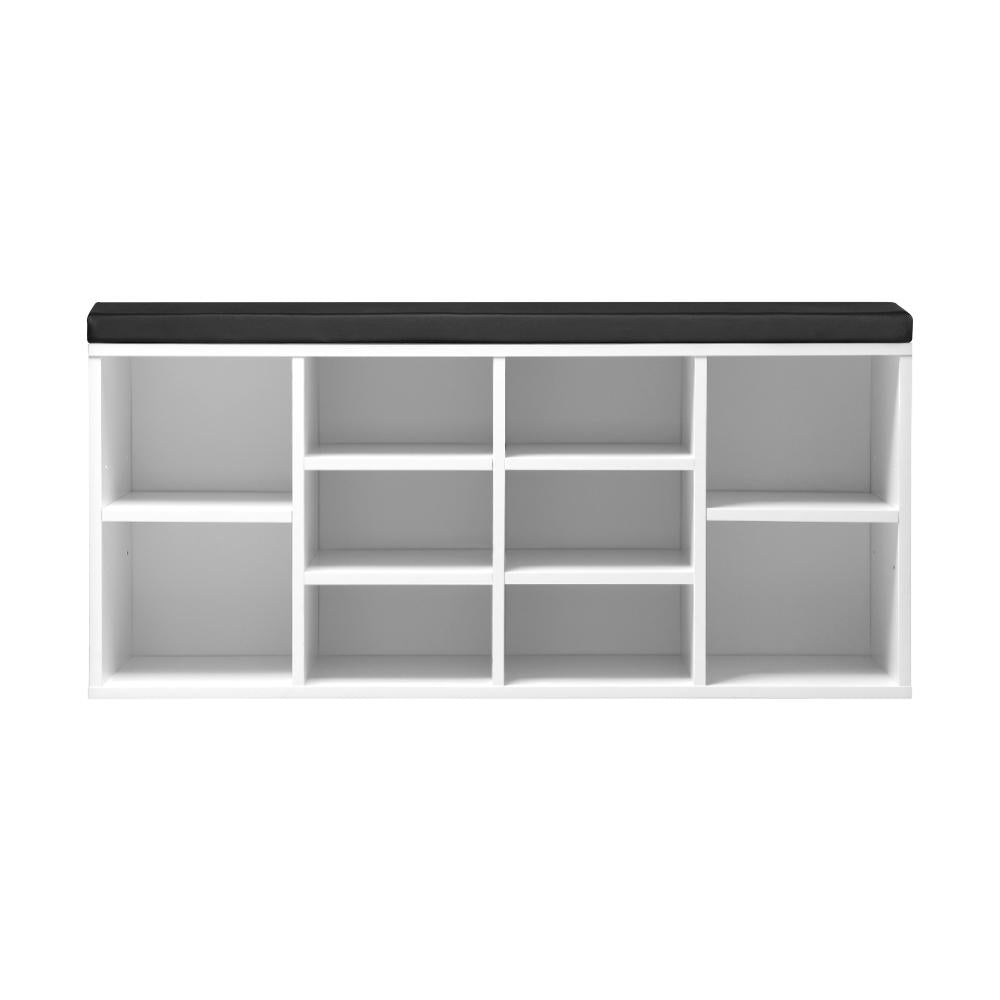SS-BN-A38-104-WHBK Shoe Cabinet Bench Shoe Storage Rack PU Padded Seat Organiser Cupboard