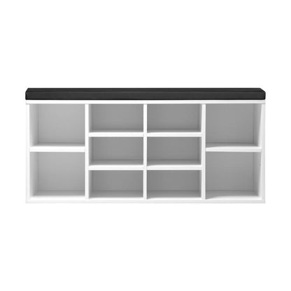 SS-BN-A38-104-WHBK Shoe Cabinet Bench Shoe Storage Rack PU Padded Seat Organiser Cupboard