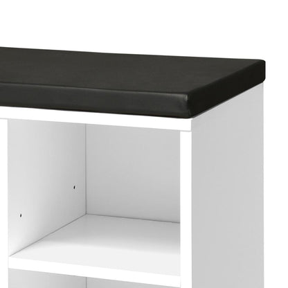 SS-BN-A38-104-WHBK Shoe Cabinet Bench Shoe Storage Rack PU Padded Seat Organiser Cupboard