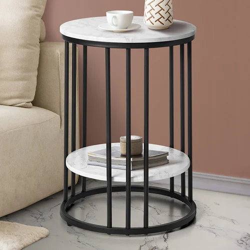 CTB-MF-4054-WHBK Sabrina Faux Marble Side Table