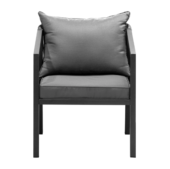 OPS-ACCOR-CH-GY-2PC Livsip 2x Grey Outdoor Furniture Chairs Set Steel Frame Padded Seat Garden Patio Lounge