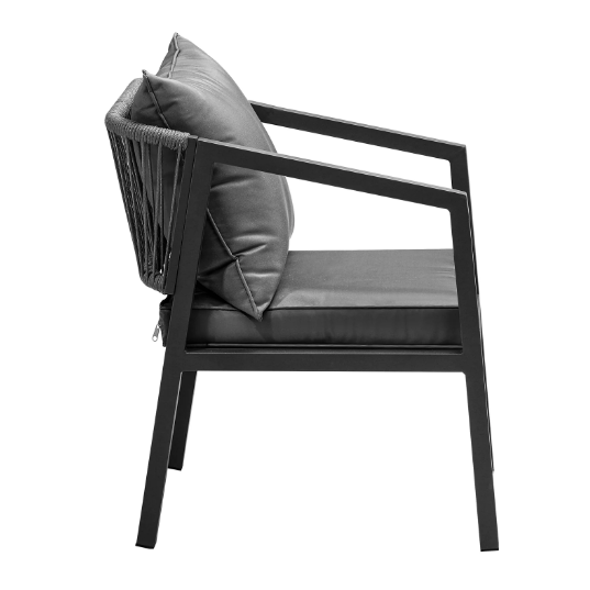 OPS-ACCOR-CH-GY-2PC Livsip 2x Grey Outdoor Furniture Chairs Set Steel Frame Padded Seat Garden Patio Lounge