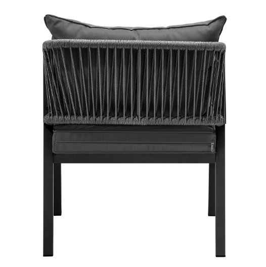 OPS-ACCOR-CH-GY-2PC Livsip 2x Grey Outdoor Furniture Chairs Set Steel Frame Padded Seat Garden Patio Lounge