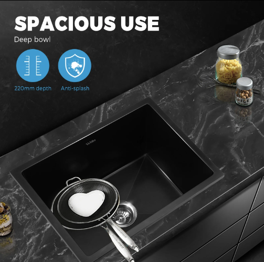GSK-5945-BK Welba Granite Sink Under/Top Mount Single Bowl