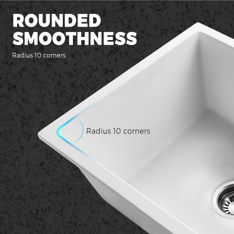 GSK-5945-WH White Stone Granite Kitchen Sink Bathroom Basin Sink Under/Top Mount Single Bowl
