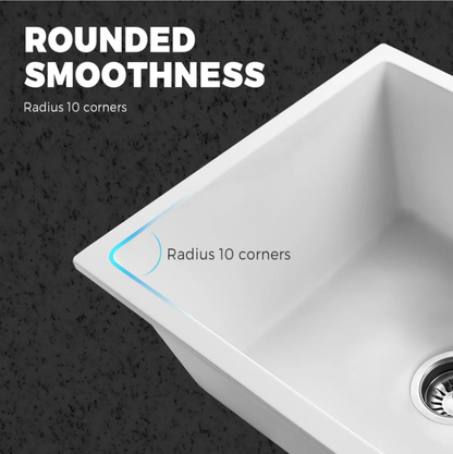 GSK-5945-WH White Stone Granite Kitchen Sink Bathroom Basin Sink Under/Top Mount Single Bowl