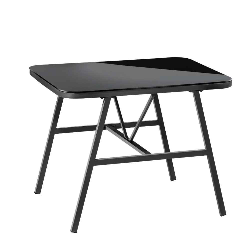 OPS-AQUA-TB-GY Livsip Outdoor Dining Side Table Glass Tabletop Grey