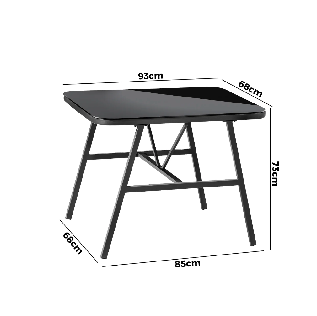 OPS-AQUA-TB-GY Livsip Outdoor Dining Side Table Glass Tabletop Grey