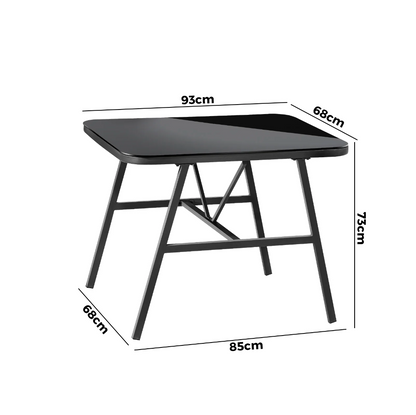 OPS-AQUA-TB-GY Livsip Outdoor Dining Side Table Glass Tabletop Grey
