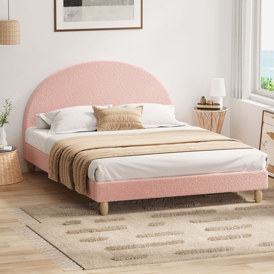 BF-B-MUNA-Q-SP-PK-AB Queen Seraphine Boucle Bed Pink