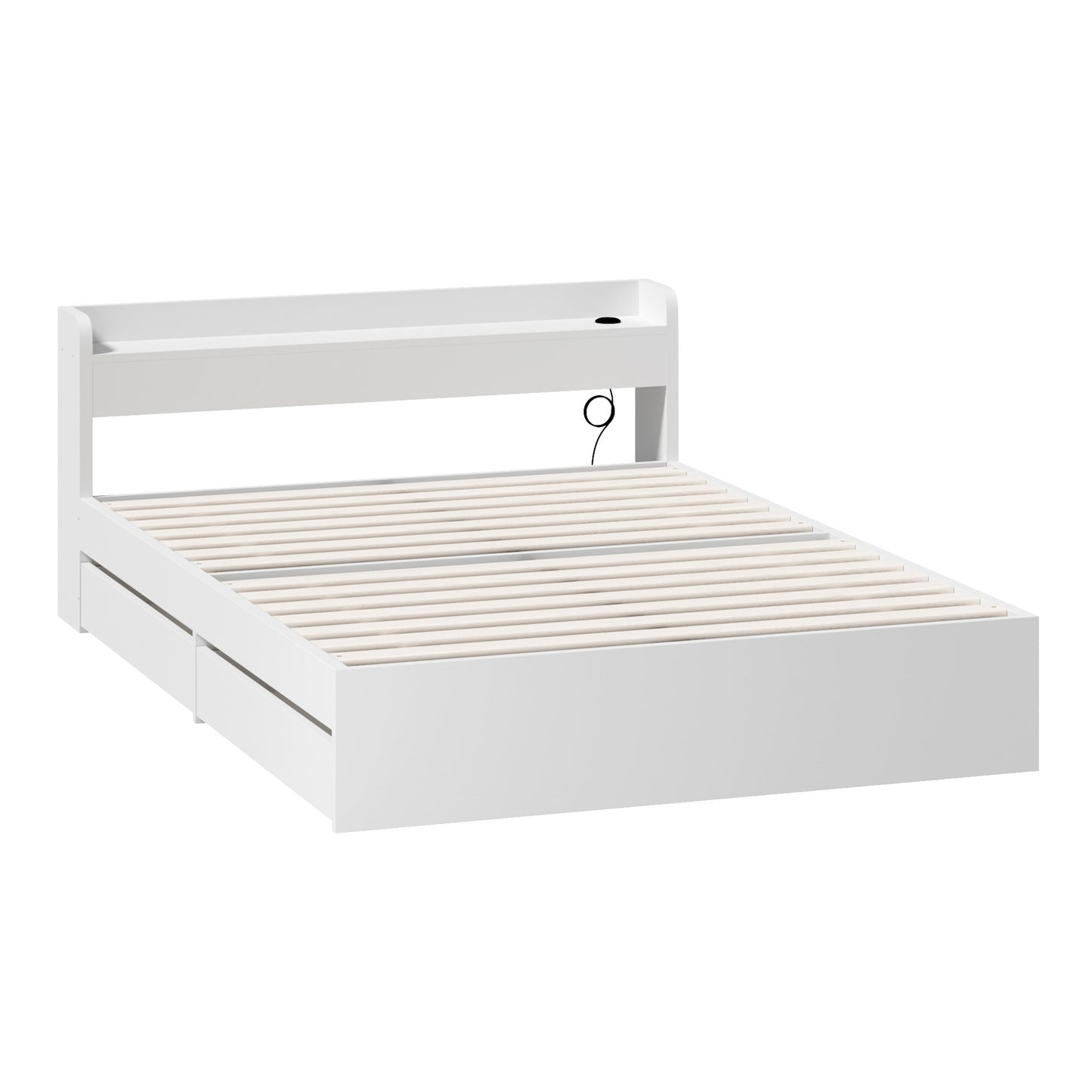BF-MEXI-Q-WH-ABC Queen White Cassandra Bed with USB Port & Drawers