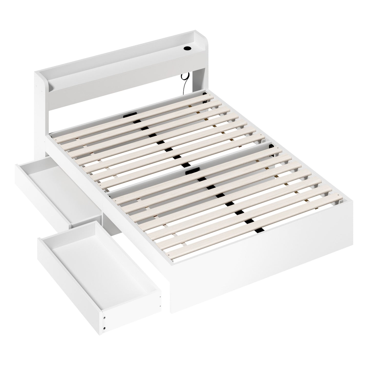 BF-MEXI-Q-WH-ABC Queen White Cassandra Bed with USB Port & Drawers