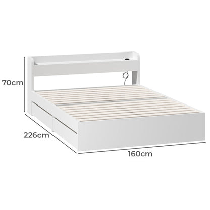 BF-MEXI-Q-WH-ABC Queen White Cassandra Bed with USB Port & Drawers