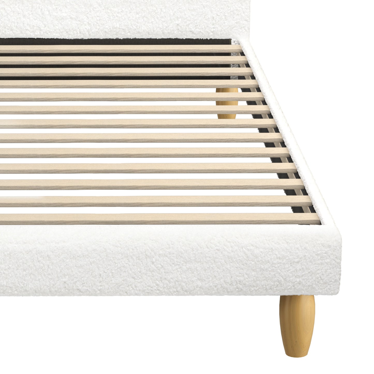 BF-B-MUNA-S-SP-WH-AB White Seraphine Boucle Bed