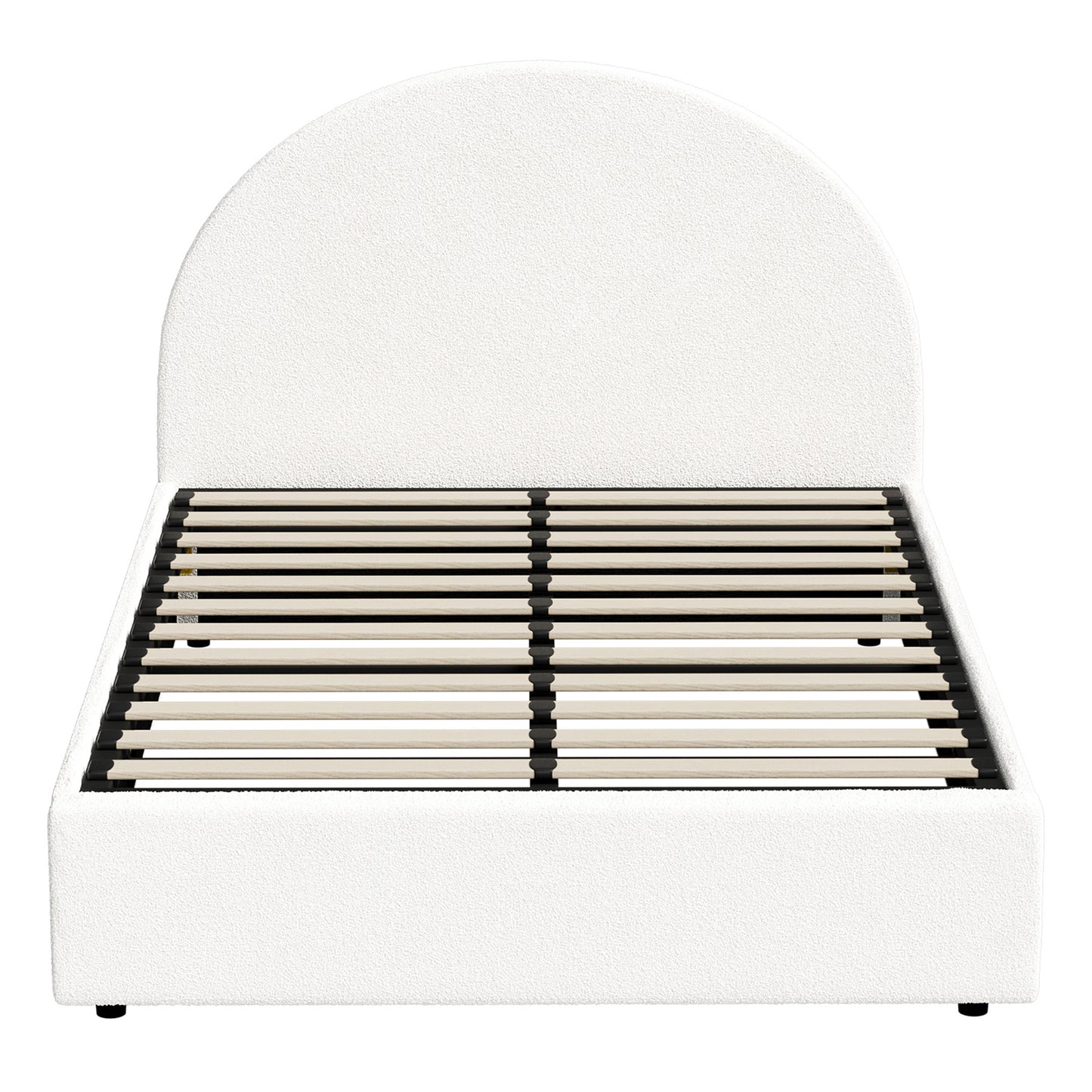 BF-B-JENA-KS-WH-ABC KING SINGLE White Seraphine Boucle Gas Lift Bed