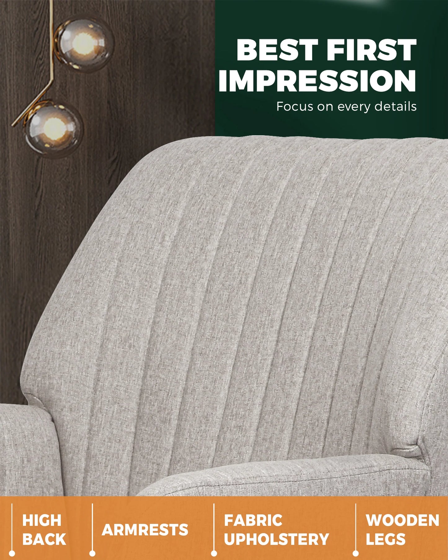 ACH-A1-BG Oikiture Armchair Fabric Couches Beige