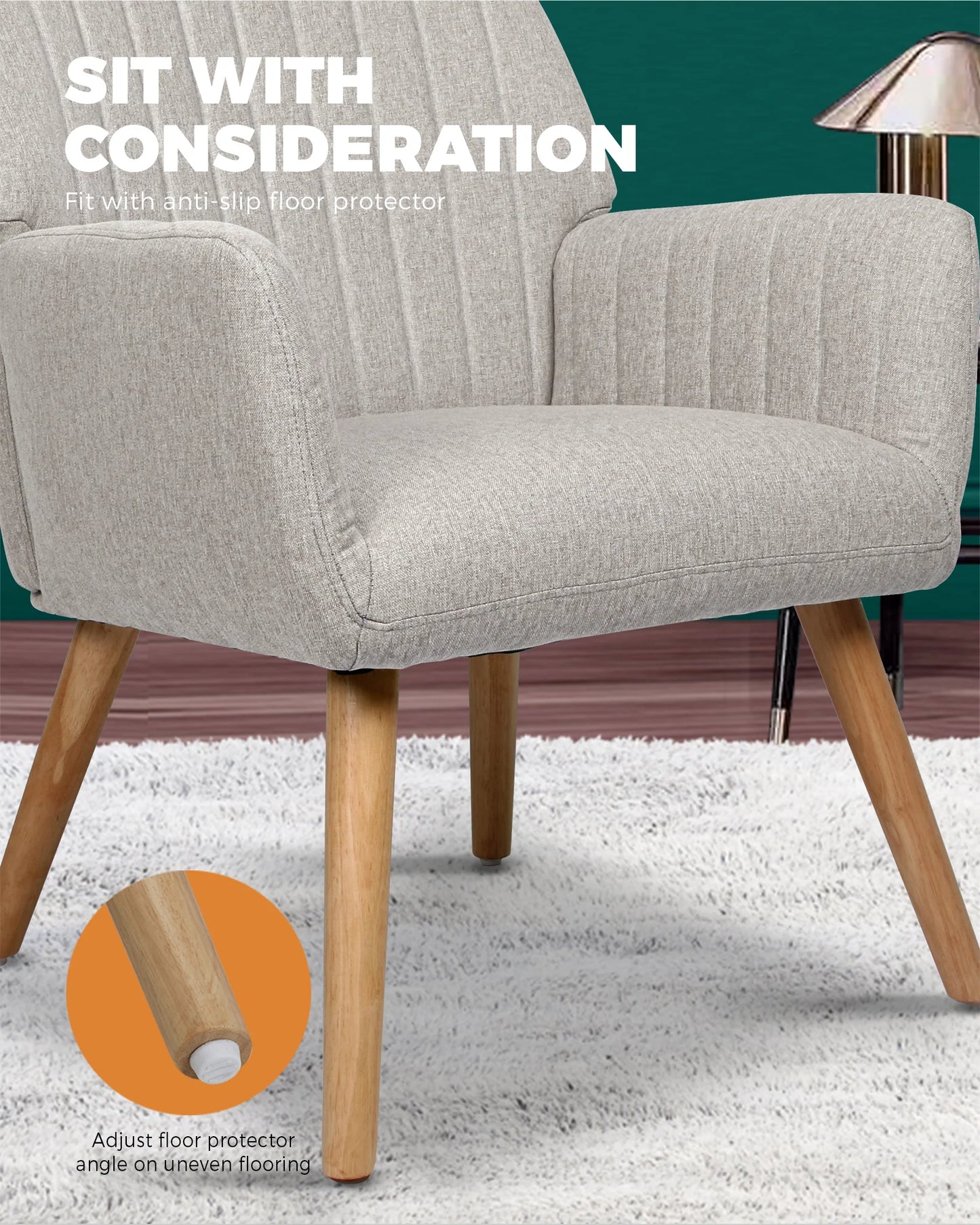 ACH-A1-BG Oikiture Armchair Fabric Couches Beige