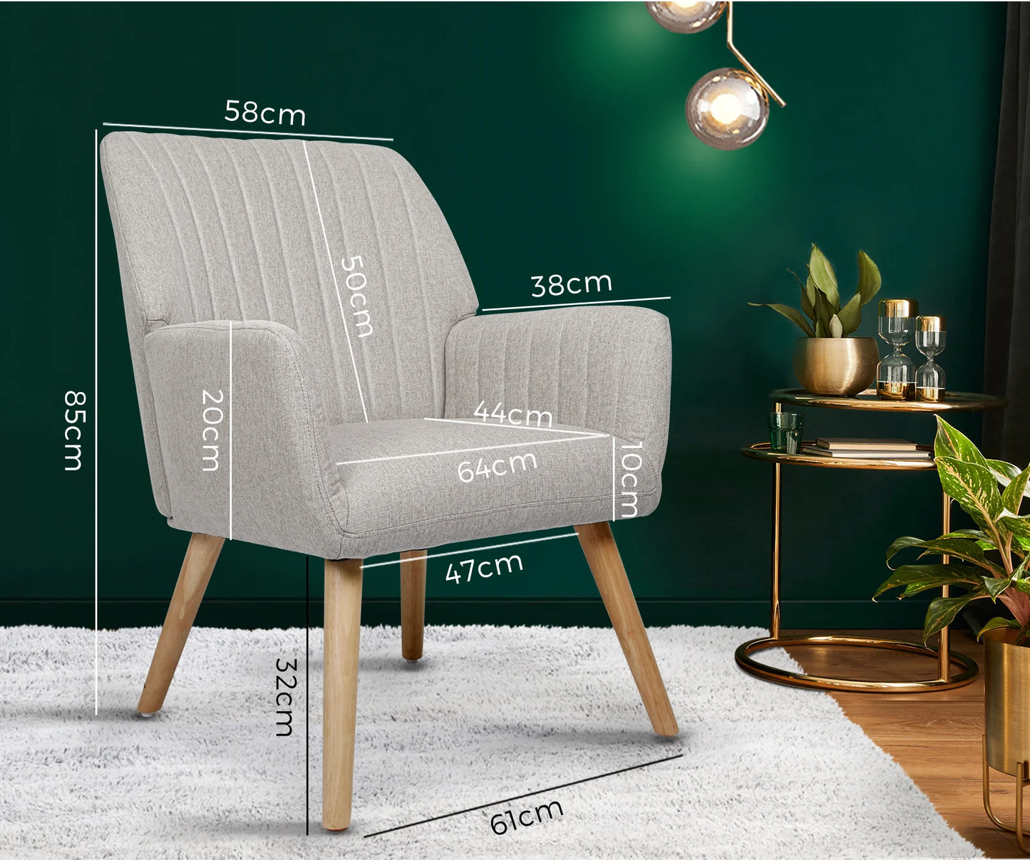 ACH-A1-BG Oikiture Armchair Fabric Couches Beige